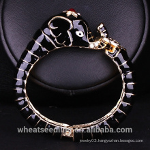 Black and White Glaze Elephant Bracelet Peace Bangle